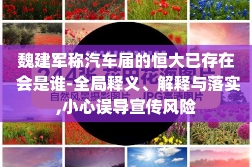 魏建軍稱汽車屆的恒大已存在 會是誰-全局釋義、解釋與落實,小心誤導(dǎo)宣傳風(fēng)險