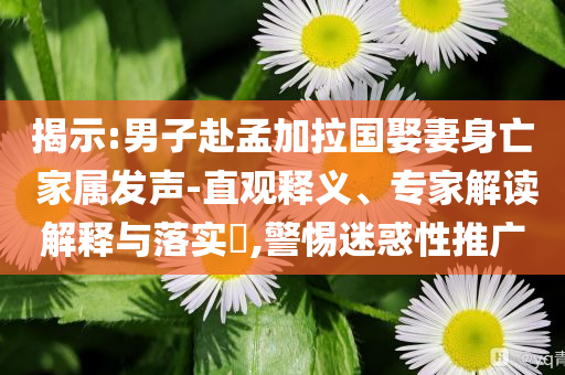 揭示:男子赴孟加拉國娶妻身亡 家屬發(fā)聲-直觀釋義、專家解讀解釋與落實?,警惕迷惑性推廣