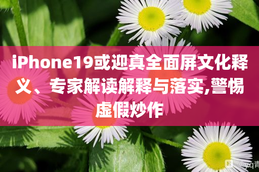 iPhone19或迎真全面屏文化釋義、專家解讀解釋與落實(shí),警惕虛假炒作