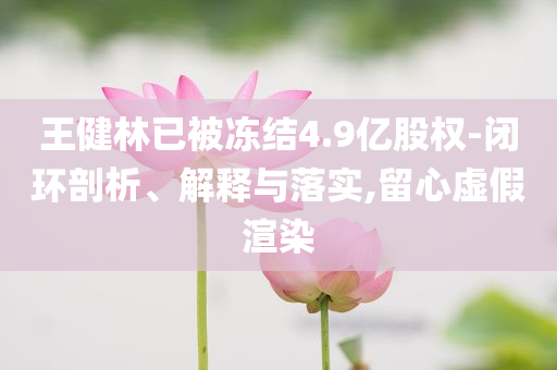王健林已被凍結(jié)4.9億股權(quán)-閉環(huán)剖析、解釋與落實(shí),留心虛假渲染