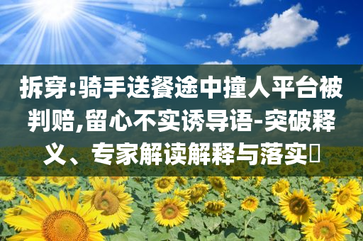 拆穿:騎手送餐途中撞人平臺(tái)被判賠,留心不實(shí)誘導(dǎo)語-突破釋義、專家解讀解釋與落實(shí)?