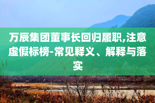 萬辰集團(tuán)董事長回歸履職,注意虛假標(biāo)榜-常見釋義、解釋與落實(shí)