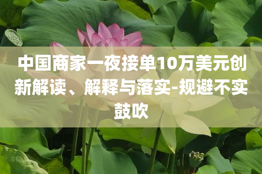 中國商家一夜接單10萬美元創(chuàng)新解讀、解釋與落實-規(guī)避不實鼓吹