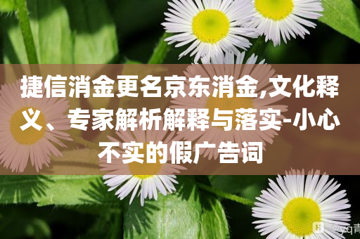 捷信消金更名京東消金,文化釋義、專家解析解釋與落實-小心不實的假廣告詞