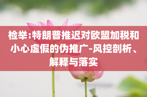 檢舉:特朗普推遲對歐盟加稅和小心虛假的偽推廣-風控剖析、解釋與落實