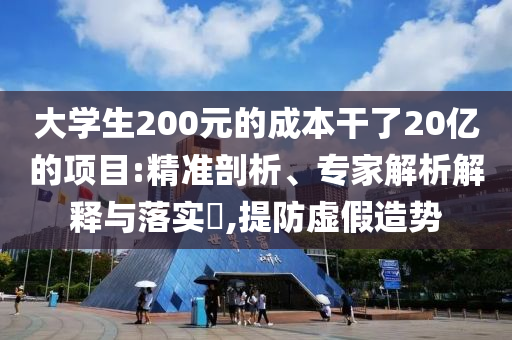 大學(xué)生200元的成本干了20億的項目:精準剖析、專家解析解釋與落實?,提防虛假造勢