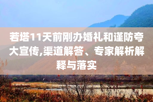 若塔11天前剛辦婚禮和謹防夸大宣傳,渠道解答、專家解析解釋與落實
