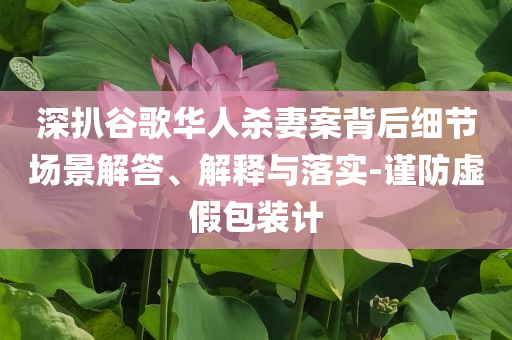 深扒谷歌華人殺妻案背后細(xì)節(jié)場景解答、解釋與落實(shí)-謹(jǐn)防虛假包裝計(jì)