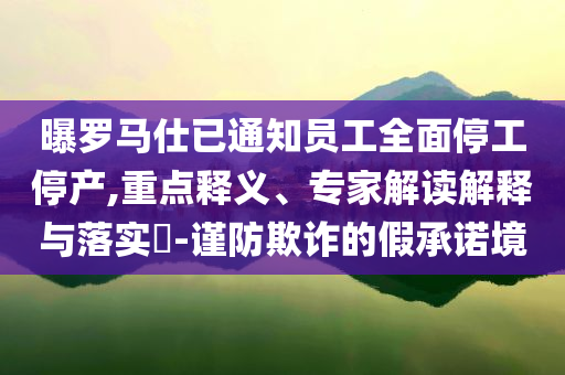 曝羅馬仕已通知員工全面停工停產(chǎn),重點(diǎn)釋義、專家解讀解釋與落實(shí)?-謹(jǐn)防欺詐的假承諾境
