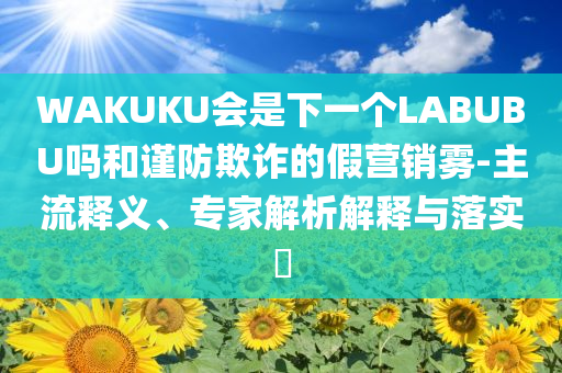 WAKUKU會(huì)是下一個(gè)LABUBU嗎和謹(jǐn)防欺詐的假營銷霧-主流釋義、專家解析解釋與落實(shí)?
