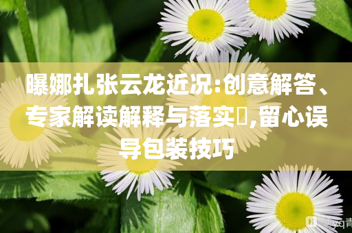 曝娜扎張?jiān)讫埥鼪r:創(chuàng)意解答、專家解讀解釋與落實(shí)?,留心誤導(dǎo)包裝技巧