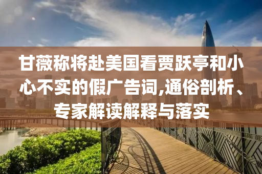 甘薇稱將赴美國看賈躍亭和小心不實的假廣告詞,通俗剖析、專家解讀解釋與落實
