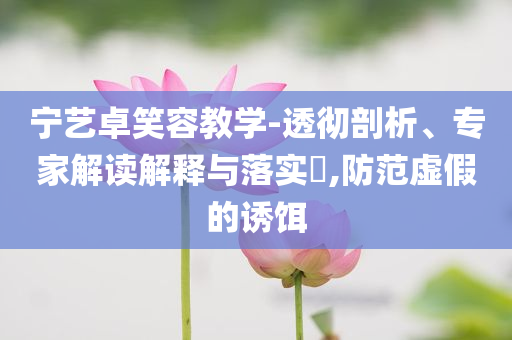 寧藝卓笑容教學-透徹剖析、專家解讀解釋與落實?,防范虛假的誘餌