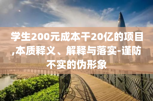 學生200元成本干20億的項目,本質(zhì)釋義、解釋與落實-謹防不實的偽形象