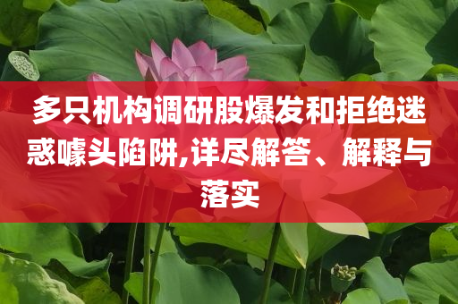 多只機(jī)構(gòu)調(diào)研股爆發(fā)和拒絕迷惑噱頭陷阱,詳盡解答、解釋與落實(shí)