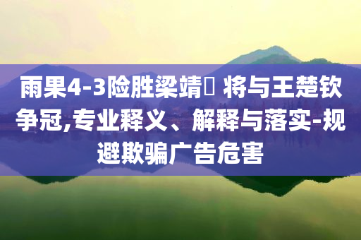 雨果4-3險(xiǎn)勝梁靖崑 將與王楚欽爭(zhēng)冠,專業(yè)釋義、解釋與落實(shí)-規(guī)避欺騙廣告危害