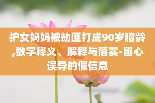 護女媽媽被劫匪打成90歲腦齡,數(shù)字釋義、解釋與落實-留心誤導的假信息