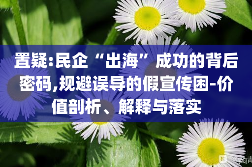 置疑:民企“出?！背晒Φ谋澈竺艽a,規(guī)避誤導的假宣傳困-價值剖析、解釋與落實