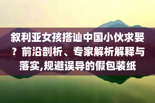 敘利亞女孩搭訕中國小伙求娶？前沿剖析、專家解析解釋與落實,規(guī)避誤導的假包裝紙