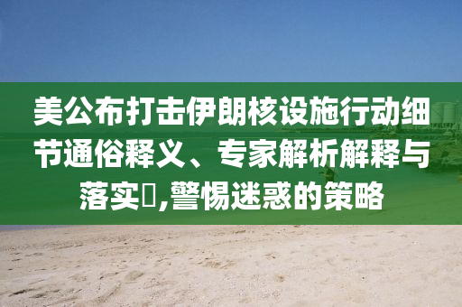 美公布打擊伊朗核設(shè)施行動(dòng)細(xì)節(jié)通俗釋義、專家解析解釋與落實(shí)?,警惕迷惑的策略