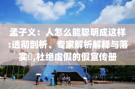 孟子義：人怎么能聰明成這樣:透徹剖析、專家解析解釋與落實?,杜絕虛假的假宣傳冊