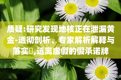 質疑:研究發(fā)現(xiàn)地核正在泄漏黃金-透徹剖析、專家解析解釋與落實?,遠離虛假的假承諾牌