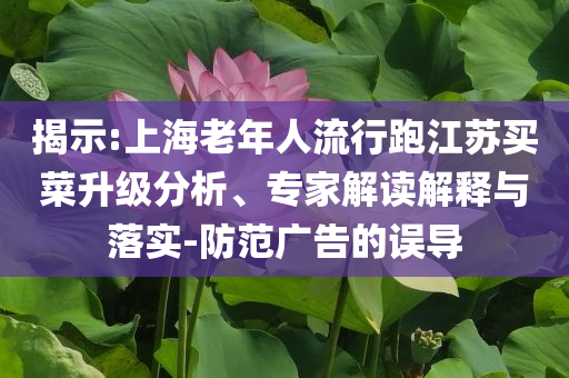 揭示:上海老年人流行跑江蘇買菜升級(jí)分析、專家解讀解釋與落實(shí)-防范廣告的誤導(dǎo)