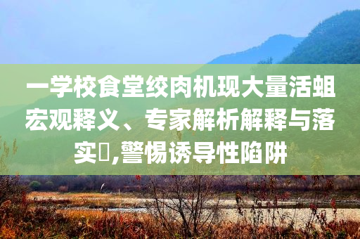 一學(xué)校食堂絞肉機(jī)現(xiàn)大量活蛆宏觀釋義、專家解析解釋與落實(shí)?,警惕誘導(dǎo)性陷阱