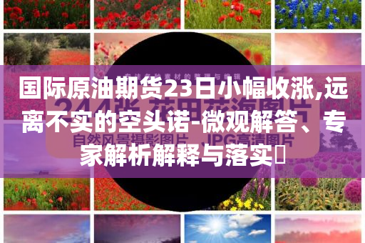 國際原油期貨23日小幅收漲,遠離不實的空頭諾-微觀解答、專家解析解釋與落實?