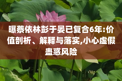 曝蔡依林彭于晏已復(fù)合6年:價(jià)值剖析、解釋與落實(shí),小心虛假蠱惑風(fēng)險(xiǎn)