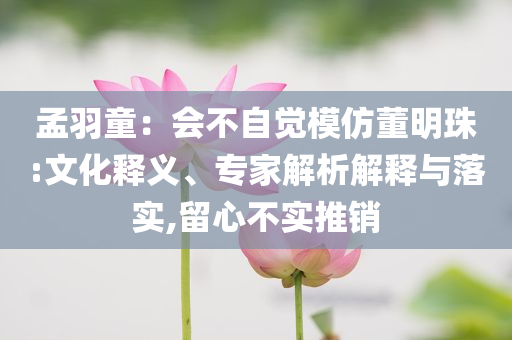 孟羽童：會不自覺模仿董明珠:文化釋義、專家解析解釋與落實,留心不實推銷
