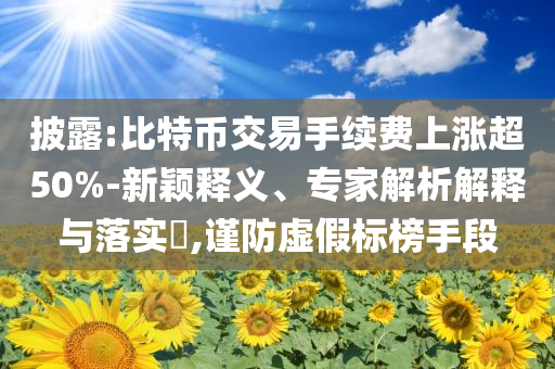 披露:比特幣交易手續(xù)費上漲超50%-新穎釋義、專家解析解釋與落實?,謹防虛假標榜手段