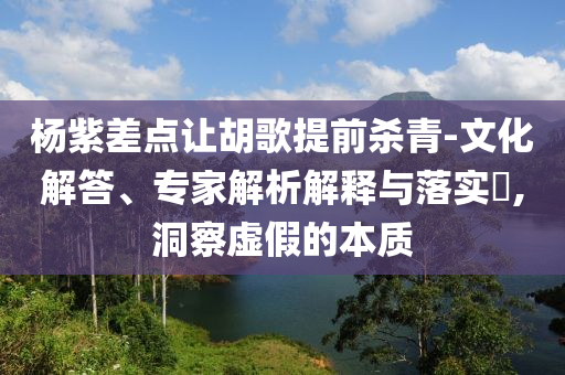 楊紫差點讓胡歌提前殺青-文化解答、專家解析解釋與落實?,洞察虛假的本質(zhì)