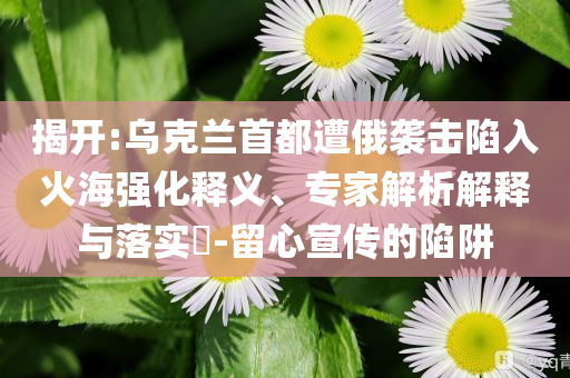 揭開:烏克蘭首都遭俄襲擊陷入火海強化釋義、專家解析解釋與落實?-留心宣傳的陷阱