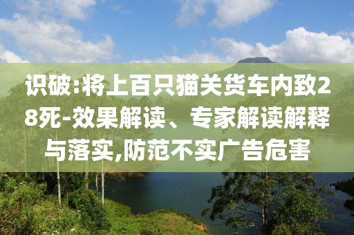 識破:將上百只貓關(guān)貨車內(nèi)致28死-效果解讀、專家解讀解釋與落實,防范不實廣告危害