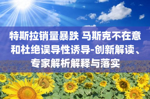 特斯拉銷量暴跌 馬斯克不在意和杜絕誤導性誘導-創(chuàng)新解讀、專家解析解釋與落實
