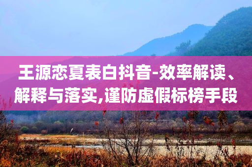 王源戀夏表白抖音-效率解讀、解釋與落實(shí),謹(jǐn)防虛假標(biāo)榜手段