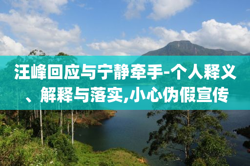 汪峰回應(yīng)與寧?kù)o牽手-個(gè)人釋義、解釋與落實(shí),小心偽假宣傳