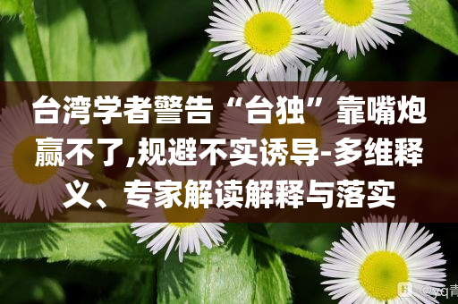 臺(tái)灣學(xué)者警告“臺(tái)獨(dú)”靠嘴炮贏不了,規(guī)避不實(shí)誘導(dǎo)-多維釋義、專家解讀解釋與落實(shí)