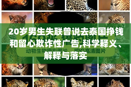 20歲男生失聯(lián)曾說去泰國掙錢和留心欺詐性廣告,科學(xué)釋義、解釋與落實(shí)