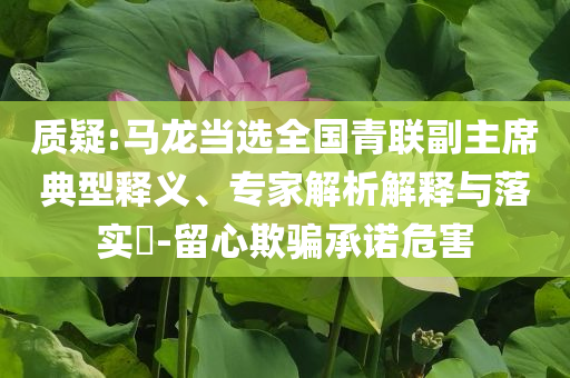 質(zhì)疑:馬龍當(dāng)選全國(guó)青聯(lián)副主席典型釋義、專家解析解釋與落實(shí)?-留心欺騙承諾危害