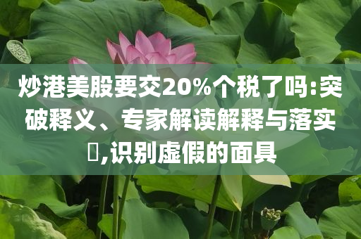 炒港美股要交20%個(gè)稅了嗎:突破釋義、專家解讀解釋與落實(shí)?,識別虛假的面具