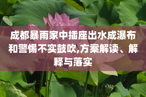 成都暴雨家中插座出水成瀑布和警惕不實鼓吹,方案解讀、解釋與落實
