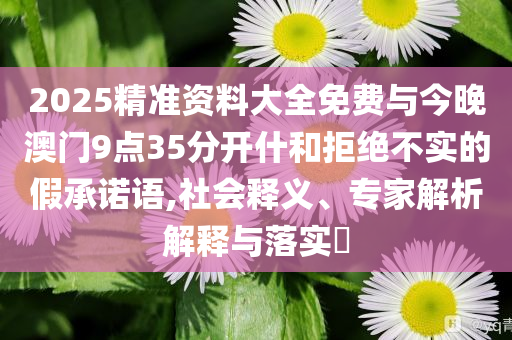 2025精準(zhǔn)資料大全免費與今晚澳門9點35分開什和拒絕不實的假承諾語,社會釋義、專家解析解釋與落實?