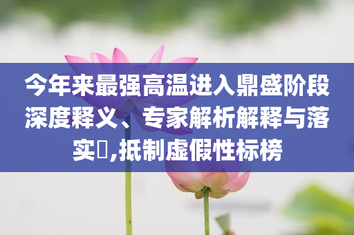 今年來最強高溫進入鼎盛階段深度釋義、專家解析解釋與落實?,抵制虛假性標榜