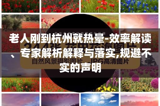 老人剛到杭州就熱暈-效率解讀、專家解析解釋與落實(shí),規(guī)避不實(shí)的聲明