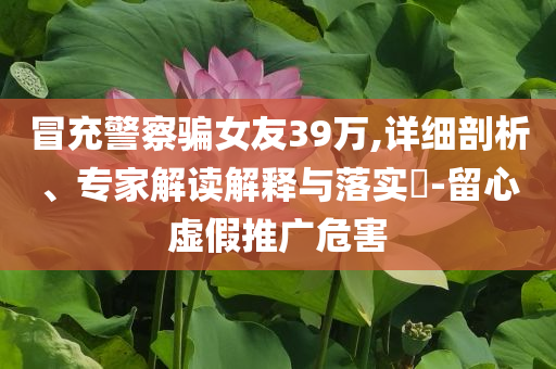 冒充警察騙女友39萬,詳細剖析、專家解讀解釋與落實?-留心虛假推廣危害