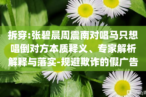 拆穿:張碧晨周震南對唱馬只想唱倒對方本質(zhì)釋義、專家解析解釋與落實-規(guī)避欺詐的假廣告