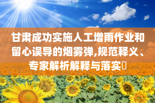 甘肅成功實(shí)施人工增雨作業(yè)和留心誤導(dǎo)的煙霧彈,規(guī)范釋義、專家解析解釋與落實(shí)?
