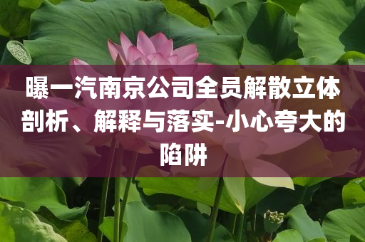曝一汽南京公司全員解散立體剖析、解釋與落實-小心夸大的陷阱